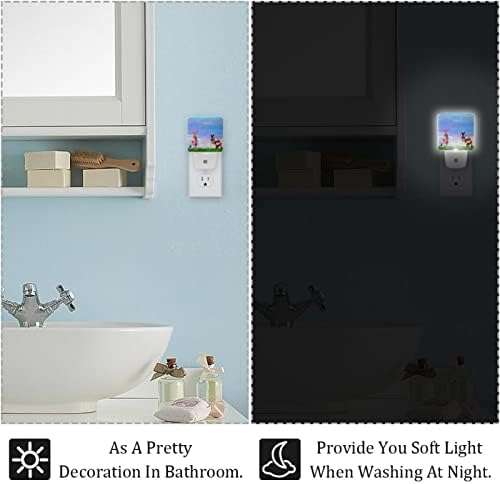 2 пакувања топло бело LED LED ноќно светло сликарство Кенгур со сензор за самракот до-до-до-до-до-до-до-добав Компактен ноќна
