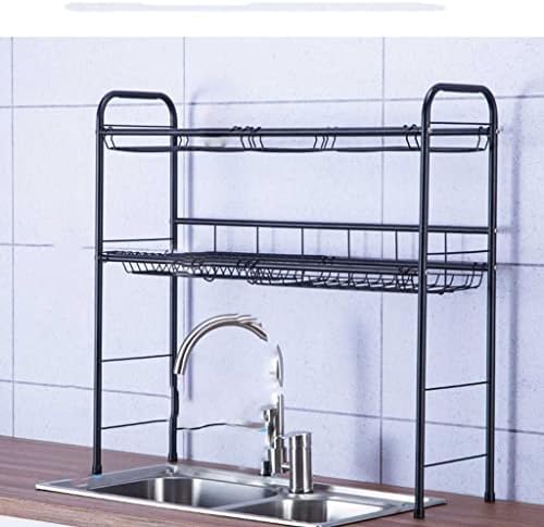 Jahh не'рѓосувачки челик кујнски сад за сушење држач за сушење над мијалникот за складирање на кујнски мијалник со двојно слот за кујнски