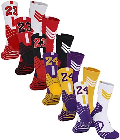 Опалос 6 пакет момчиња чорапи кошаркарски фудбалски пешачки скијачки атлетски спортови на отворено густо теле -екипаж чорапи мултипак