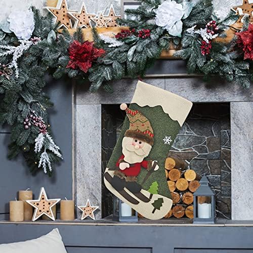 Во темните стаклени мониста Божиќно порибување Големи Божиќни чорапи Декорација Дедо Снежаман ирваси порибување Божиќни украси