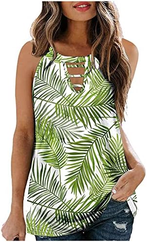Блузи на плажа женски екипа на ракави без ракави, без грб, леопард, цветна сечење хавајски врвови дами 8n