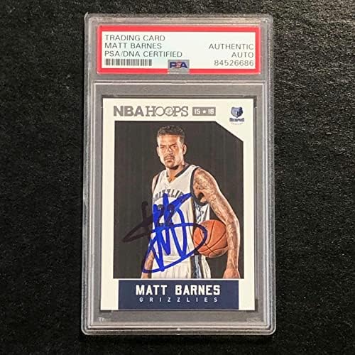 2015-16 НБА -обрачи 184 Мет Барнс потпиша картичка Авто PSA Slabbed Grizzlies - Кошаркарски плочи за автограми