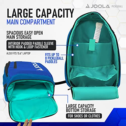 Taghола Визија II торба за пикабол - Ранецот држи 8 лопатки од пиклебол плус странични џебови за топчиња од пикбол - посебен вентилиран