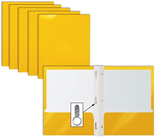 2 Џебни Сјајни Папки Од Жолта Хартија Со Огради, 25 Пакувања, Со Подобри Канцелариски Производи, Големина На Букви, Портфолија
