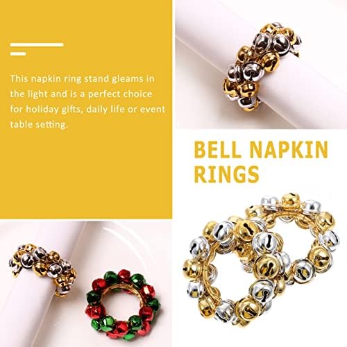 Bestonzon Божиќни прстени за салфетка сет: држач за салфетка во bellвонче ingингл sвончиња прстени со злато сребро bellвонче