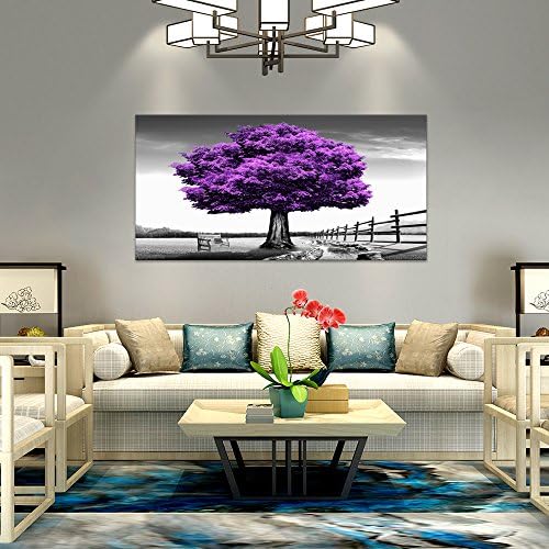 Wallидна уметност за дневна соба пејзаж виолетова дрво платно wallид декор 1 парчиња x 20 x 40 модерно пејзаж платно уметнички дела
