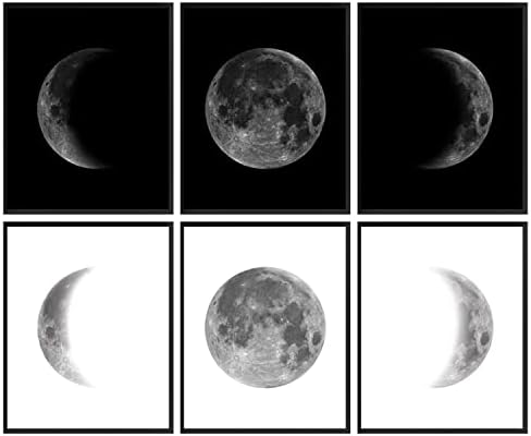 97 декор постери на месечината - Месечината wallидна уметност, фази на декор на wallидот на Месечината, слика на месечина, месечина