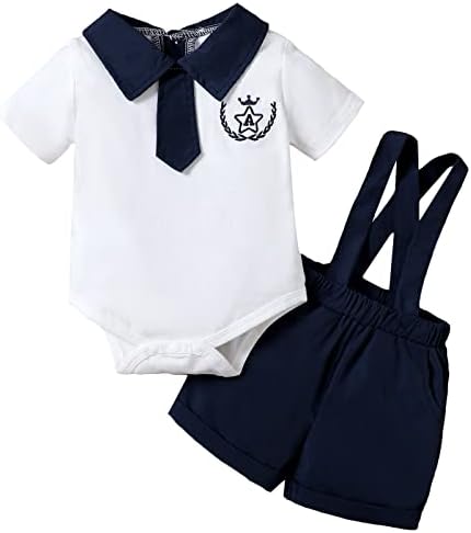 Romperinbox новороденче бебе момче господин облеки одговара на летен морнар ромпер-суспензии шорцеви кутии поставуваат 0-24 месеци