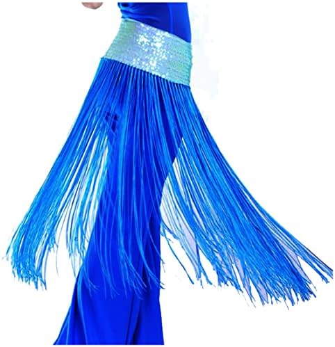 Wuchieal Lady's Belly Oriental Dance Fringe Tassel брилијантно здолниште на шал на колкот