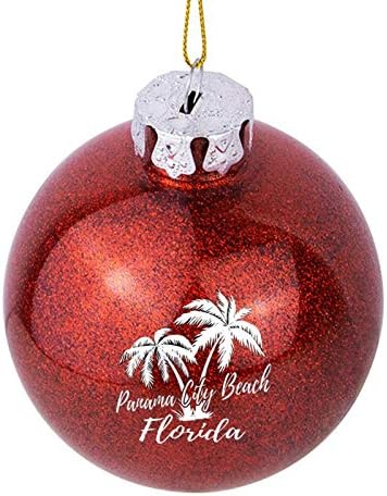 Божиќни украси, Панама Сити Бич Флорида Палми плажа Божиќна топка украс, црвени украси за Божиќни украси, 3 инчи