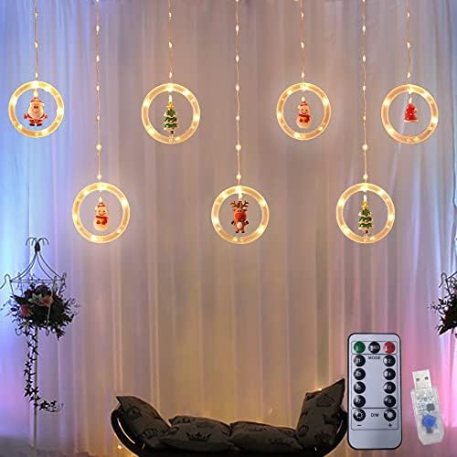 Божиќни светла на Јасенн, завеса светло со декоративни 125 лежени 9,8x1.65ft самовила USB далечински стринг светла во затворено отворено