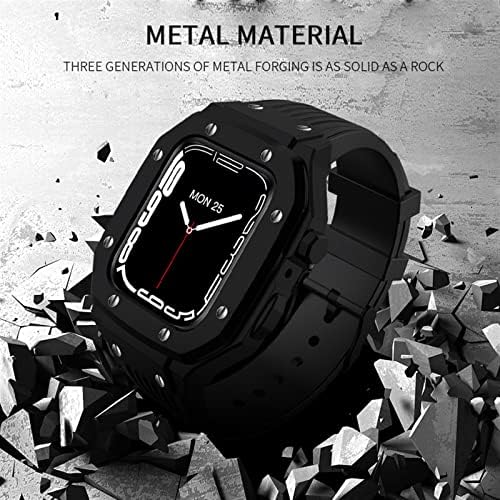 Случај за часовници на легура на Vevel за Apple Watch Series 8 7 6 5 4 SE 45mm 42mm 44mm Луксузен метал гума од не'рѓосувачки челик модификација