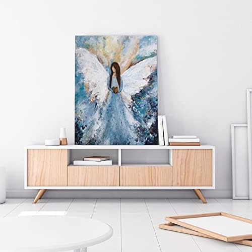 Постери Ангелски крилја wallидни уметности Апстракт естетска гроздобер wallидна уметност бел ангел чувар дух подарок за сликање d платно wallидна