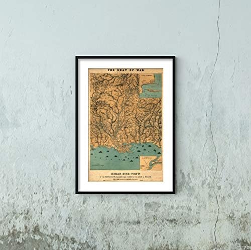 1861 мапа | Птици поглед на долината Мисисипи од Каиро до Мексиканскиот Залив | В