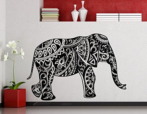 Прекрасни декорации Индиски слон wallид decal namaste јога mehndi стил индиски симбол винил налепница дома расадник деца момче девојче соба внатрешна