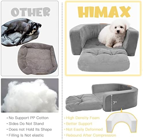 Химакс кучиња софа кревет за големи кучиња, кауч за кревети за кучиња, голем кревет за кучиња со страни, миленичиња до 45 фунти