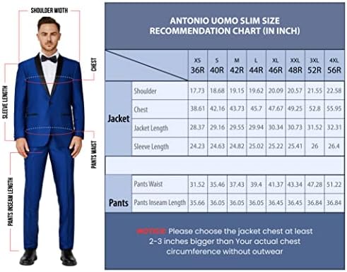 Машки костуми на Антонио Уомо Тенок вклопување - 3 парчиња костум постави мажи блејзер со 2 копчиња јакна, елек и панталони