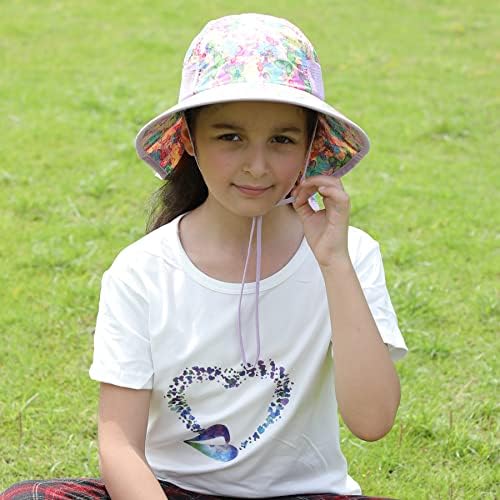 Aupet Toddler Sun Hat Детска корпа капа за заштита од сонце летна плажа игра риболов капа вратот за девојчиња на возраст од 2-10 години