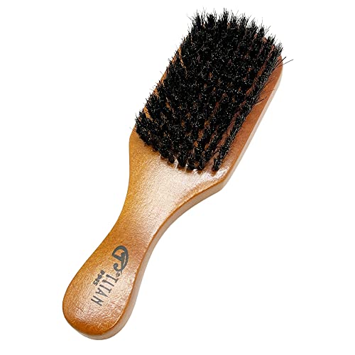Четка за бран на титан за мажи за жени сите текстури на косата- 1 парчиња, 100- природни влакната на свињи дрвена рачка, дрвена четка за коса