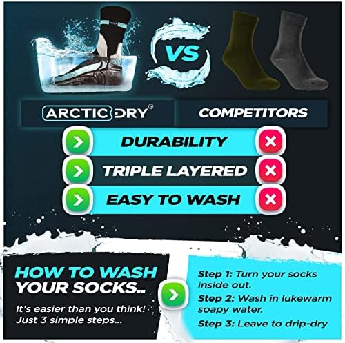 Водоотпорни чорапи на Арктикдри за мажи пешачење и жени, деца | Термички зимски чорапи за ладно време | Топло водоотпорни чорапи