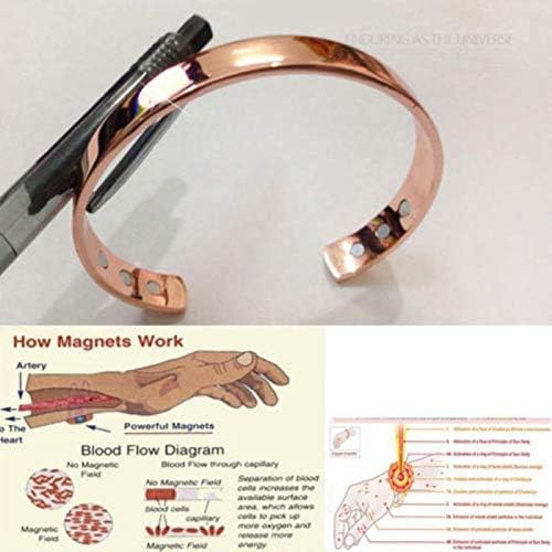 Симјунг бакарна нараквица прилагодлива за артритис со 6 магнети кои обично се носат за олеснување на болката и магнетно заздравување