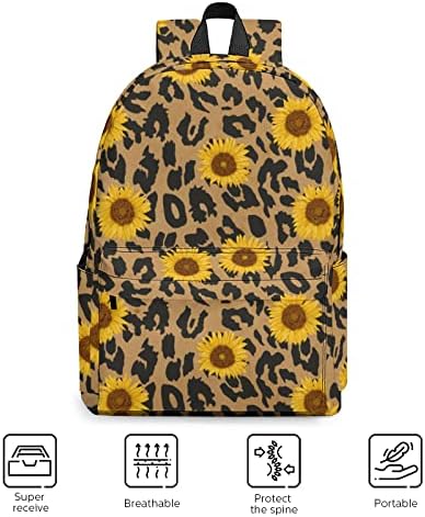 EWOBICRT сончоглед леопард ранец 16,7 инчи Голема лаптоп торба Casual Daypack Bookbag Book Bookbag за кампување за работа