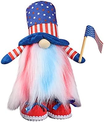 Apodty gnome Julys 4 -та лента за знаме гном декорација Американски гном на патриотски десктоп украс