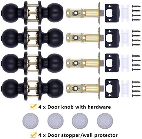 Конигиере 4 пакувања на вратите за приватност на вратите на вратите мат црна внатрешна пасус врата врата за заклучување на клучеви за клучеви