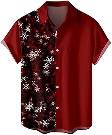 Божиќно копче на Вокачи, до мажите Фанки Дедо Мраз, печатени обични кратки ракави Хавајски ахола кошули врвови