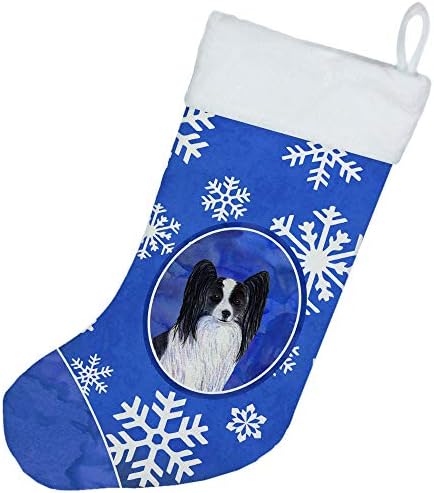 Богатства на Каролина SS4643-CS папилон Зимски снегулки празник Божиќно порибување, камин што виси чорапи Божиќна сезона забава Декорации