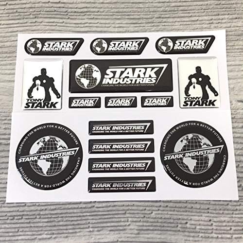 15 парчиња Ironелезен човек Stark Industries Tony Chrome 3D смола куполен амблем налепници