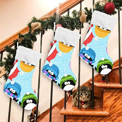 Алаза Божиќни чорапи Зимски пингвини кои слават снег класичен персонализиран големи декорации за порибување за семејни празнични сезони за