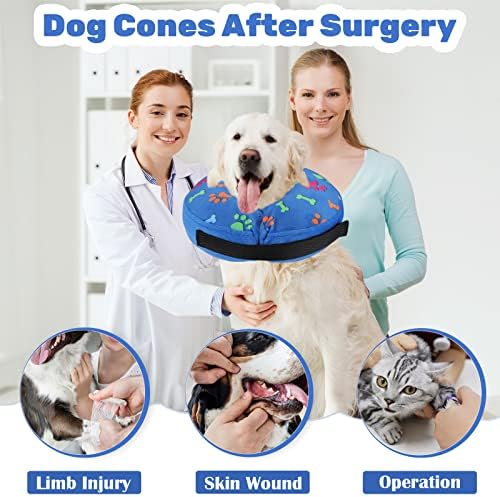 Надувување Куче Конус Јака со 2 Пакет Покрива, Мека Заштитна Обновување Јака за Кучиња &Засилувач; Мачки, Кренат Куче Јака По Операцијата-Елизабетански