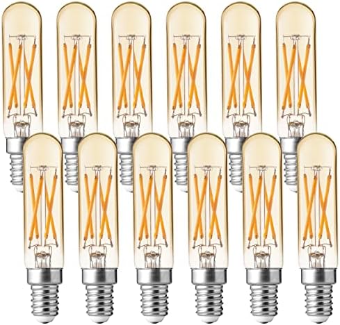 FLSNT Канделабри LED Светилки 60W Еквивалент, Затемнети E12 LED Лустери Светилки, T6/T25, 5.5 W, 2200k Килибар Бело, 550LM,