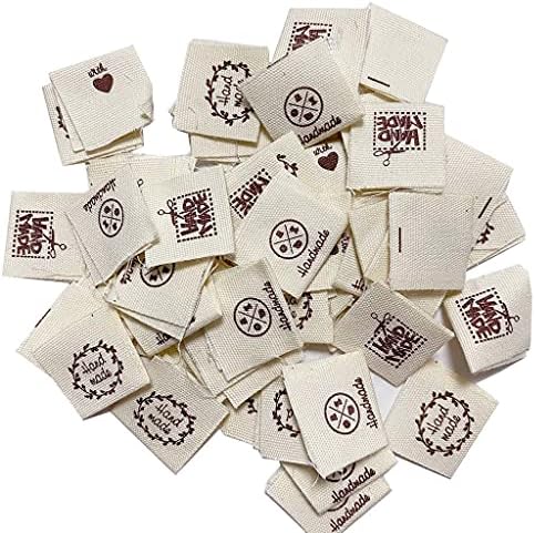 Даимај 60 парчиња ткаени шии -на -ленти Етикета ткајачи за изработка на мода ткаена лента ознака рачно изработени етикети за шиење