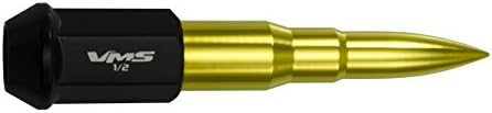 VMS Racing 1/2-20 20PC 112mm ладни фалсификувани челични ореви со злато продолжени куршуми во CNC алуминиум компатибилен со Ford Mustang 67-73