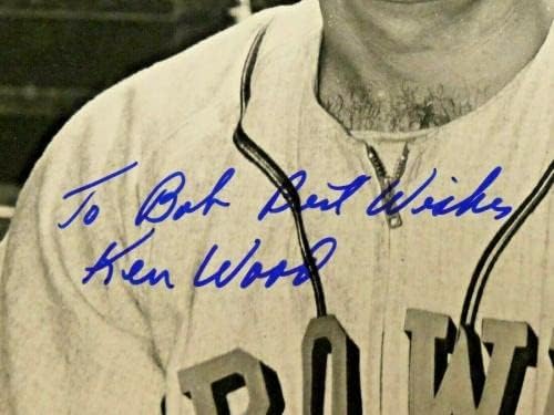 Кен Вуд потпиша гроздобер бејзбол 8x10 Фотографија со JSA COA - Автограмирани фотографии од MLB