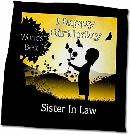 3drose Слика на среќен роденден Сестра во закон во силуета и жолти - крпи