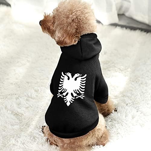 Албански орел кучиња дуксери симпатична качулка маичка за миленичиња облека од облека со капа