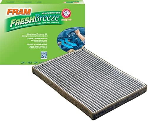 Fram Fresh Breeze Cabin Air Filter со сода бикарбона Arm & Hammer, CF10731 за избрани возила Сузуки, бело