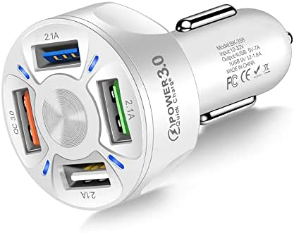 Адаптер за полнач за автомобили QC3.0, 4 пристаништа USB полнач за автомобили, електронски уреди за брзо полнење со USB интерфејс,