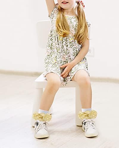 Auranso 3 пакува девојки од чипка чизми за чипка со големи двојни лакови со манжетни чорапи за фустани