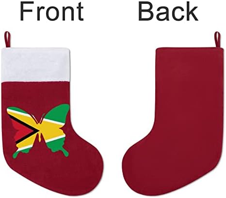 Гвајана знаме Пеперутка Божиќ виси чорапи за порибување за Божиќно дрво од камин