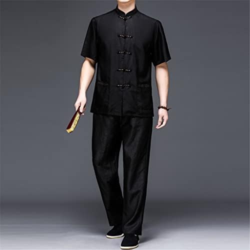 ДХТДВД летен костум Машки костум Кинески стил средовечен и стариот кинески кошула со кратки ракави