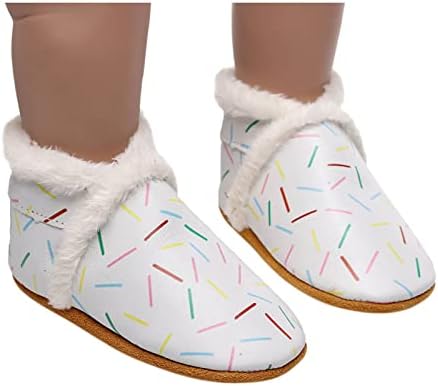 Мало девојче чевли со големина 4C снежни чевли бебешки новороденчиња пешаци плишани топли девојки чизми меки први памучни чевли