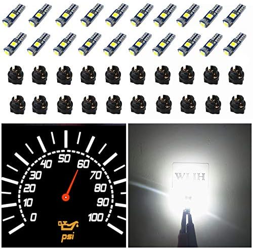 WLJH 74 LED сијалички светла супер светла T5 2721 37 70 286 Wedge PC74 Twist Socket Automotive Instrument Panel Meange Light Kits