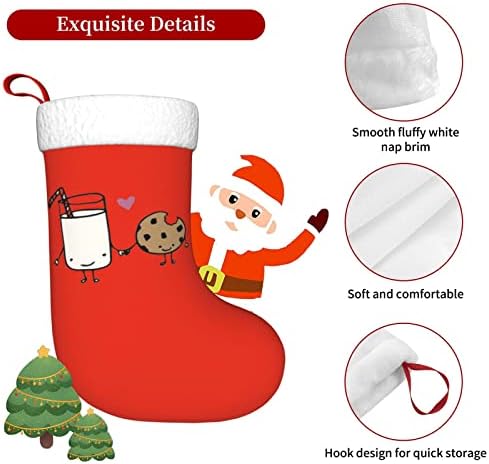 Вејмај млеко и колачиња Божиќно порибување 18 инчи Божиќ што виси чорап класичен празник за украсување чорапи