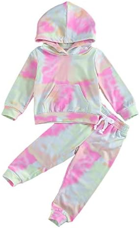 Детско дете бебе девојче вратоврска за бојадисување на облека, облека за екипаж на врвот и панталони 2 парчиња облека поставени