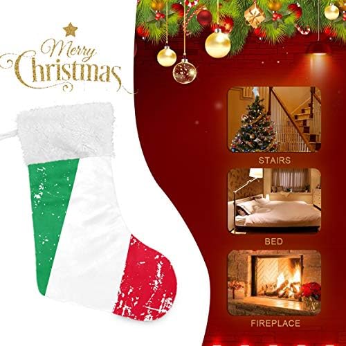 Божиќни чорапи со Италија Италија Италијанско знаме печати Божиќни чорапи Орнамент подароци за украси за семејни празници 1 парчиња