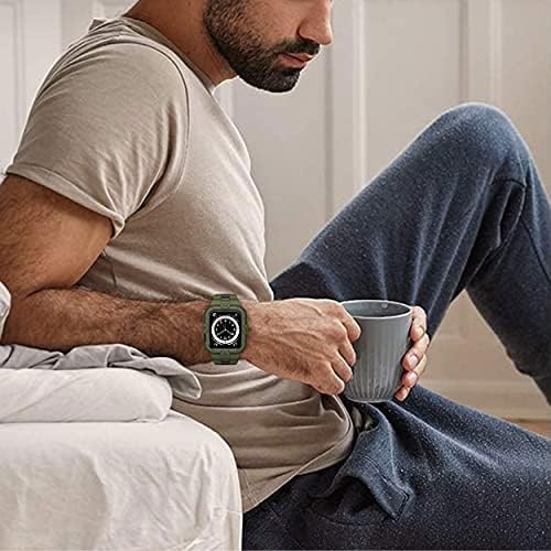 Gelishi компатибилен за Apple Watch Band 45mm 44mm 42mm со bumper case, Men Greugged Bands заштитник за часовник серија 8 7/серија 6 SE